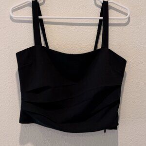 NWOT Abercrombie & Fitch Black Crepe Crop Top (Shirring)